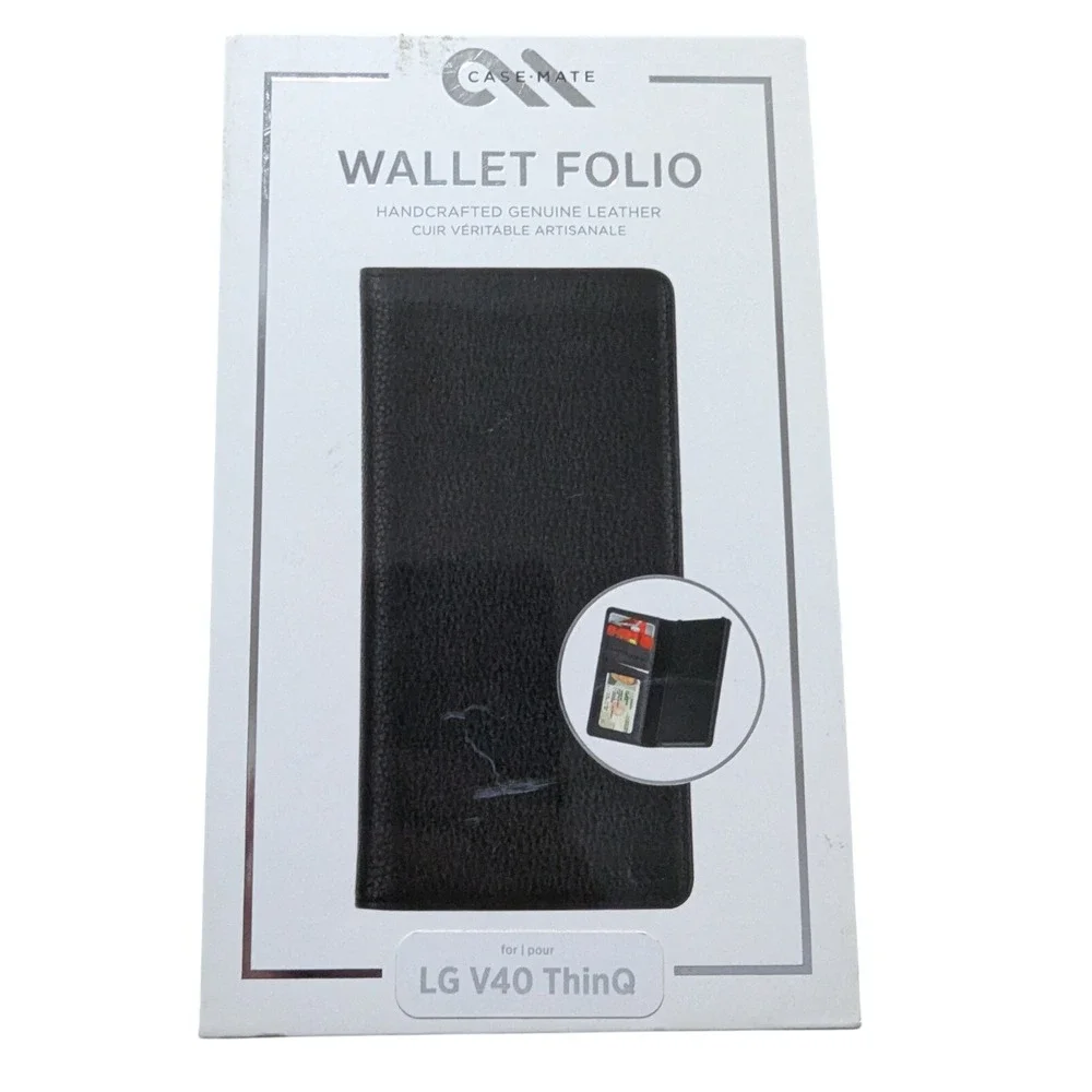 E5. Case-Mate Wallet Folio Case for LG V40 ThinQ - Black, Genuine Leather